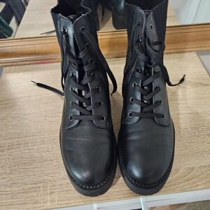 Hannah Black Lace-Up Combat Boots